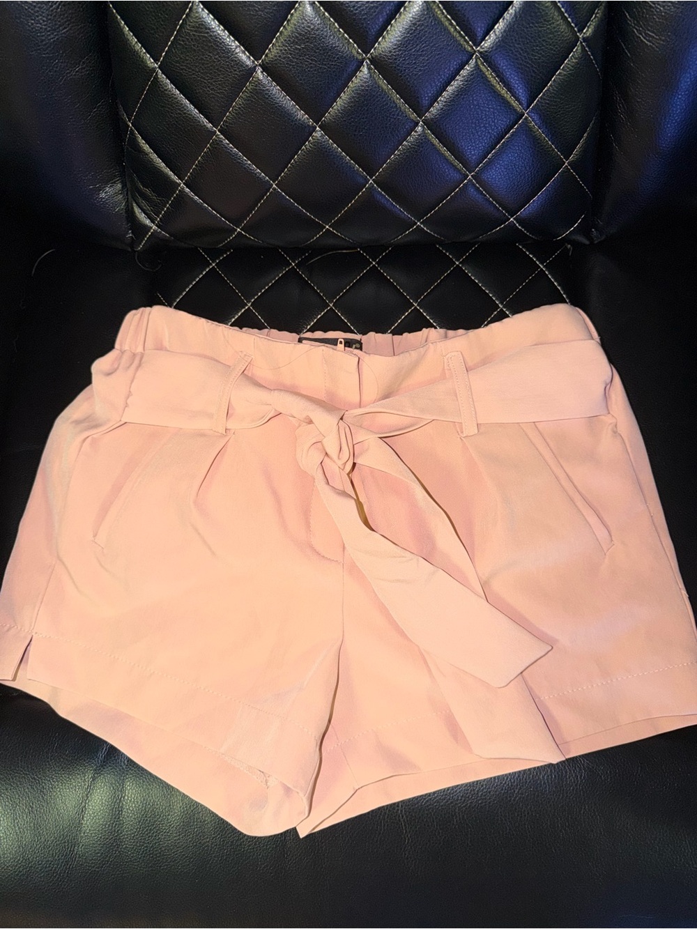 like an angel High-Waist Tie-Belt Shorts in Light Pink